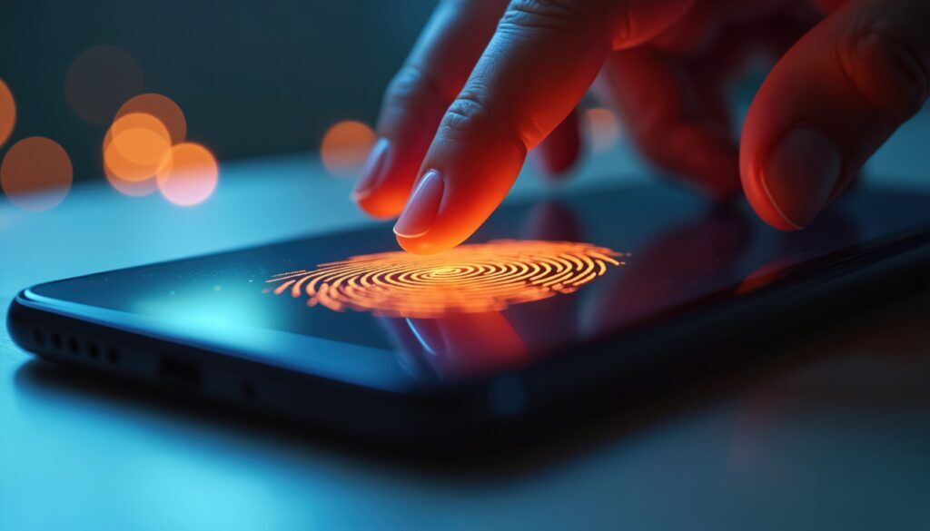a fingerprint scanner on a mobile screen