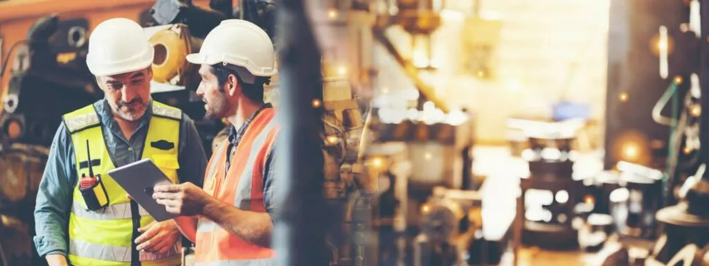 two employees having a discussion