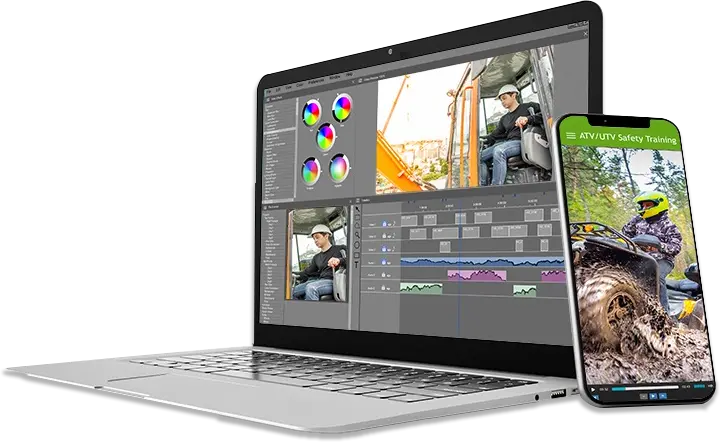 course development on laptop and mobile