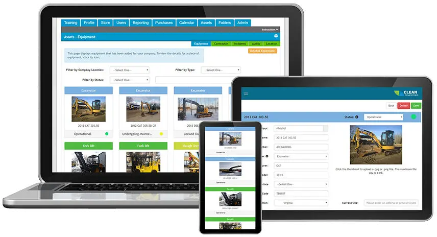 Equipment-Management-Software- on Laptop, Tavlet, and mobile phone