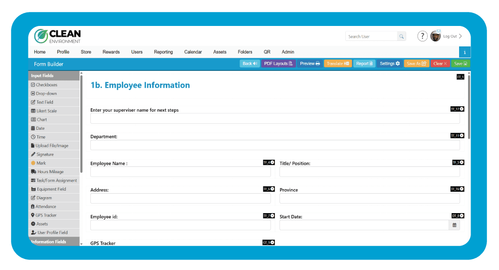 Form builder screenshot