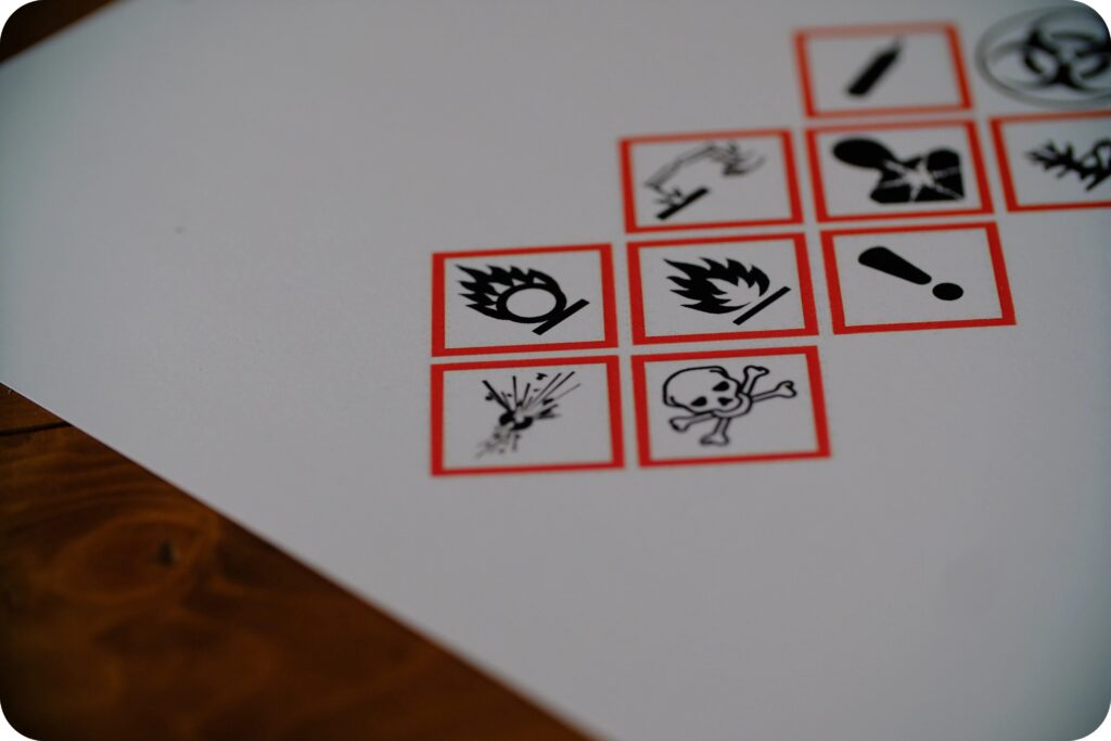 WHMIS hazard pictograms chart for quick reference on chemical label interpretation.