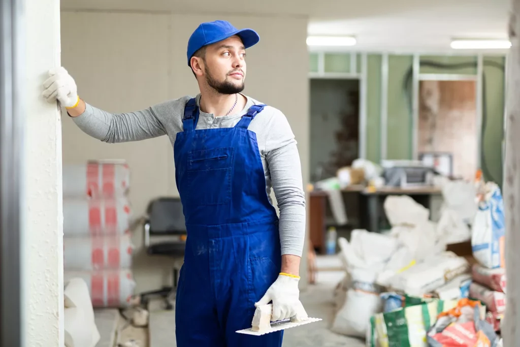 Specialist working alone painting
