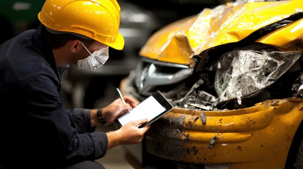 Construction team using tablets for safety checks at a wind farm.