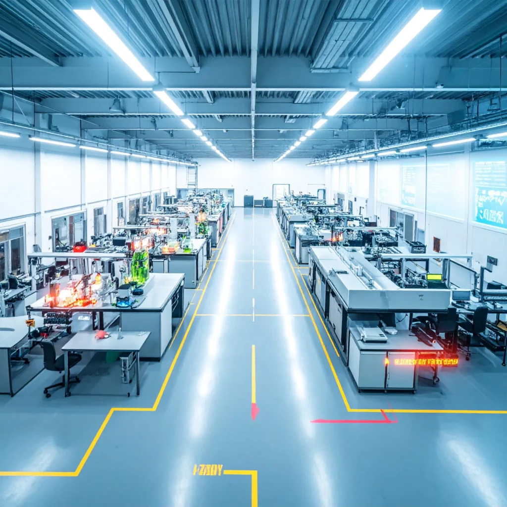 High-tech lab environment showing parallels between biosafety and aviation safety culture.