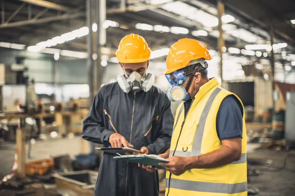 Construction workers wearing Gas masks for Gas Safety